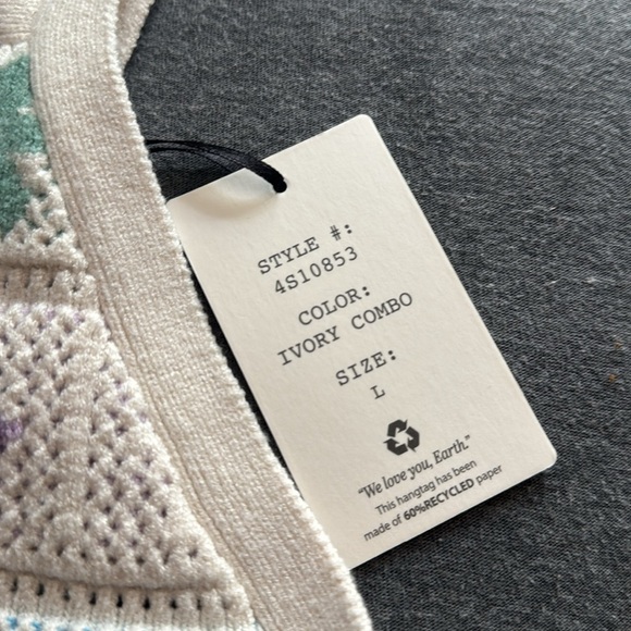 Hippie Rose sweater knit super soft grannie square floral pattern Large NEW boho - Picture 2 of 5